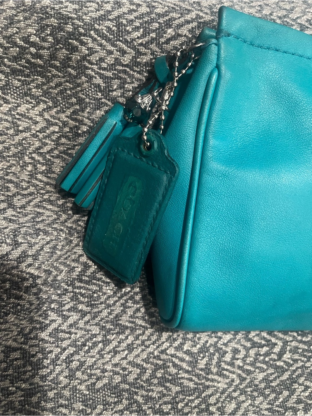COACH Teal Leather Wristlet Clutch - Picture 3 of 7